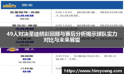 49人对决圣徒精彩回顾与赛后分析揭示球队实力对比与未来展望